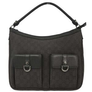 Gucci GG Canvas Abbey Pocket Hobo Gray
